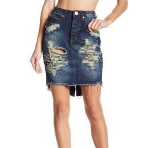 One Teaspoon 2020 Distress Denim Pencil Skirt